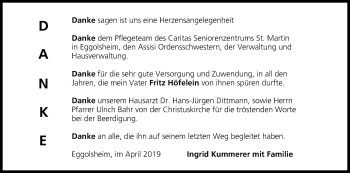 Anzeige von Fritz Höfelein von MGO
