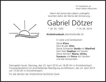 Anzeige von Gabriel Dötzer von MGO