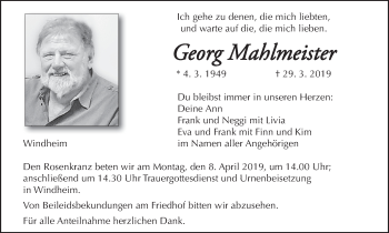 Anzeige von Georg Mahlmeister von MGO