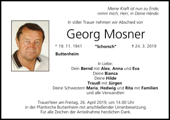 Anzeige von Georg Mosner von MGO