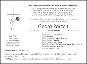 Anzeige von Georg Porzelt von MGO