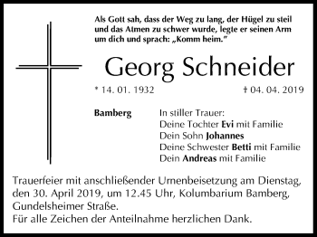 Anzeige von Georg Schneider von MGO