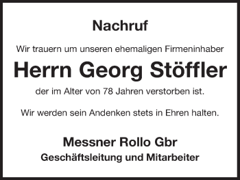 Anzeige von Georg Stöffler von MGO