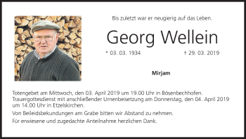 Anzeige von Georg Wellein von MGO