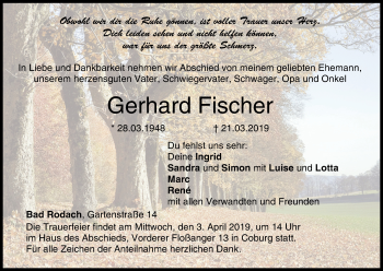 Anzeige von Gerhard Fischer von MGO