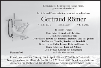 Anzeige von Gertraud Römer von MGO