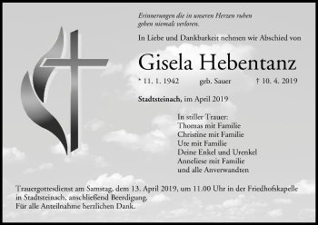 Anzeige von Gisela Hebentanz von MGO