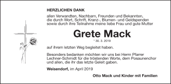 Anzeige von Grete Mack von MGO