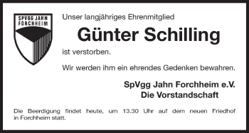 Anzeige von Günter Schilling von MGO