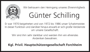 Anzeige von Günter Schilling von MGO