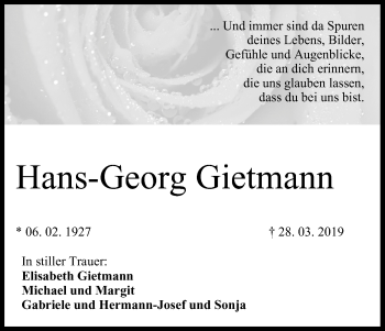 Anzeige von Hans-Georg Gietmann von MGO
