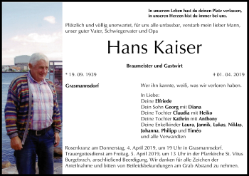 Anzeige von Hans Kaiser von MGO
