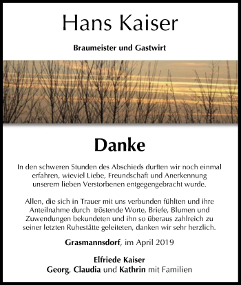 Anzeige von Hans Kaiser von MGO