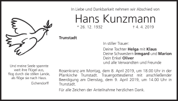 Anzeige von Hans Kunzmann von MGO