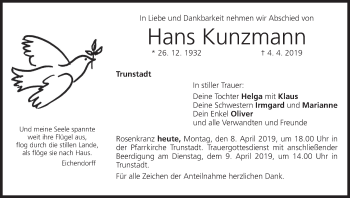 Anzeige von Hans Kunzmann von MGO