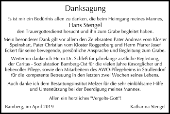 Anzeige von Hans Stengel von MGO