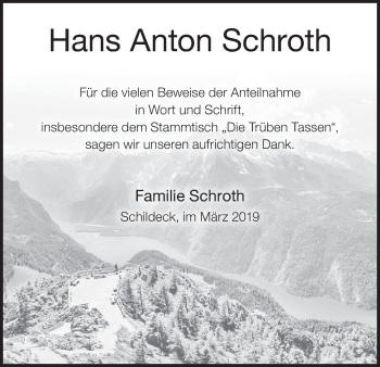 Anzeige von Hans Anton Schroth von MGO