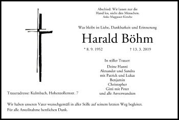 Anzeige von Harald Böhm von MGO