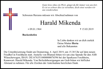 Anzeige von Harald Mikenda von MGO