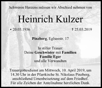 Anzeige von Heinrich Kulzer von MGO