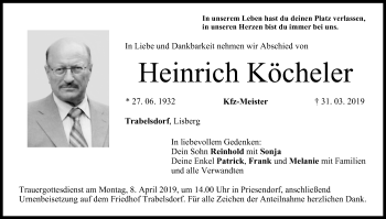 Anzeige von Heinrich Köcheler von MGO
