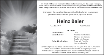 Anzeige von Heinz Baier von MGO