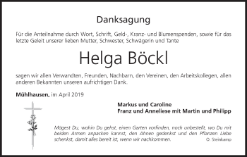 Anzeige von Helga Böckl von MGO