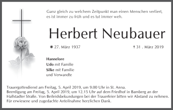 Anzeige von Herbert Neubauer von MGO