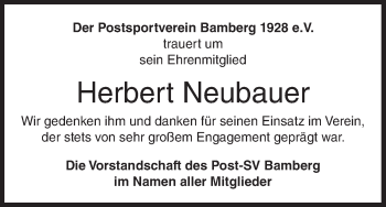 Anzeige von Herbert Neubauer von MGO