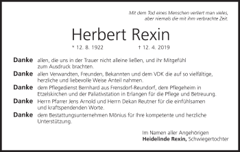 Anzeige von Herbert Rexin von MGO