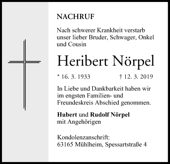 Anzeige von Heribert Nörpel von MGO