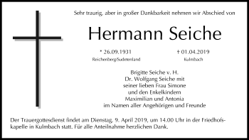 Anzeige von Hermann Seiche von MGO