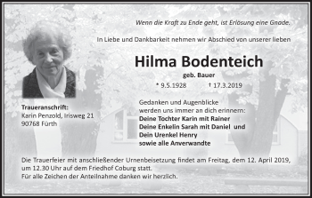 Anzeige von Hilma Bodenteich von MGO