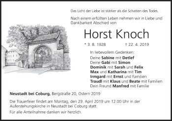 Anzeige von Horst Knoch von MGO