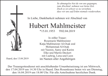 Anzeige von Hubert Mahlmeister von MGO