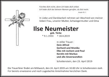 Anzeige von Ilse Neumeister von MGO