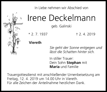 Anzeige von Irene Deckelmann von MGO