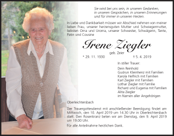Anzeige von Irene Ziegler von MGO