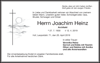 Anzeige von Joachim Heinz von MGO