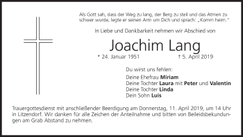 Anzeige von Joachim Lang von MGO