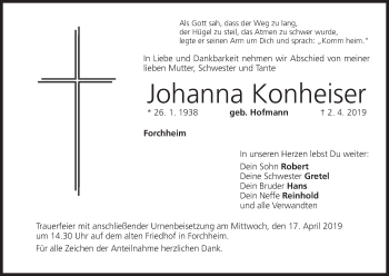Anzeige von Johanna Konheiser von MGO