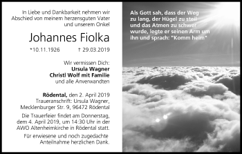 Anzeige von Johannes Fiolka von MGO