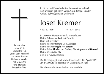 Anzeige von Josef Kremer von MGO