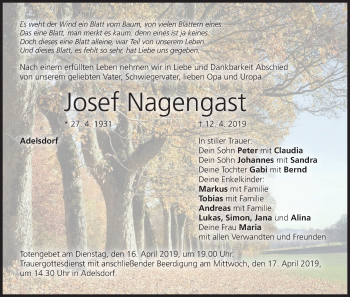 Anzeige von Josef Nagengast von MGO