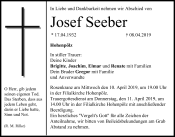 Anzeige von Josef Seeber von MGO