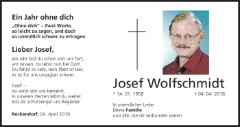 Anzeige von Josef Wolfschmidt von MGO