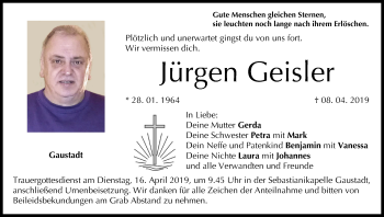 Anzeige von Jürgen Geisler von MGO