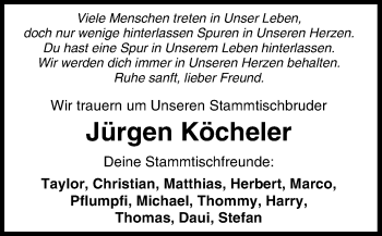 Anzeige von Jürgen Köcheler von MGO