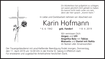 Anzeige von Karin Hofmann von MGO