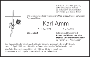 Anzeige von Karl Amm von MGO